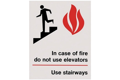 IN CASE OF FIRE USE STAIRWAYS SIGN - 5" X 7"