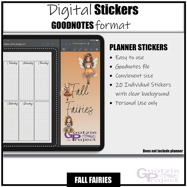 Fall Fairies| Goodnotes File | Digital Stickers