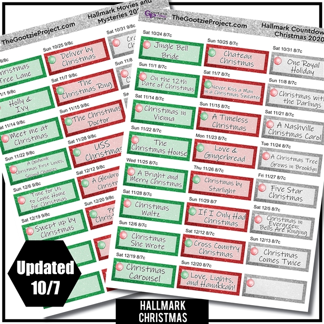 2020 Hallmark Countdown to Christmas Movie Lineup Red and Green