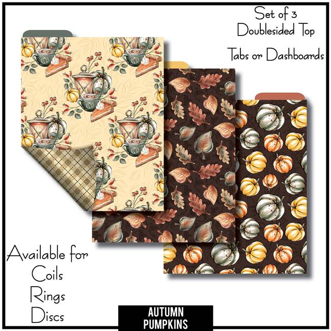 Autumn Pumpkins Tabs or Dashboards 3 Top Set B