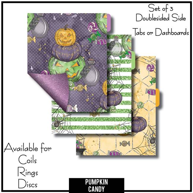 Pumpkin Candy Tabs or Dashboards 3 Side Set A