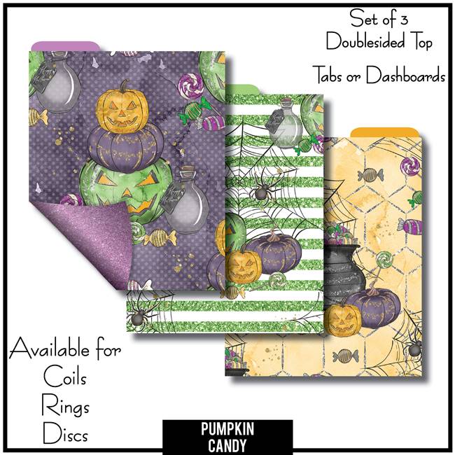 Pumpkin Candy Tabs or Dashboards 3 Top Set A