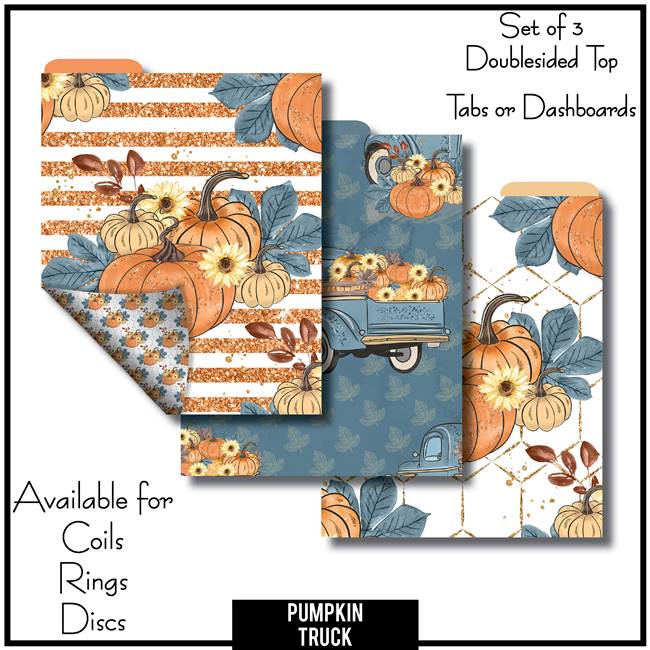 Pumpkin Truck Tabs or Dashboards 3 Top Set A