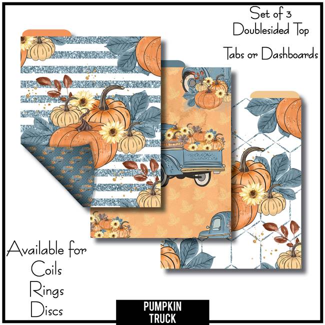 Pumpkin Truck Tabs or Dashboards 3 Top Set B