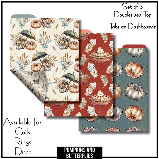 Pumpkins And Butterflies Tabs or Dashboards 3 Top Set B