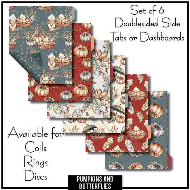 Pumpkins And Butterflies Tabs or Dashboards 6 Set