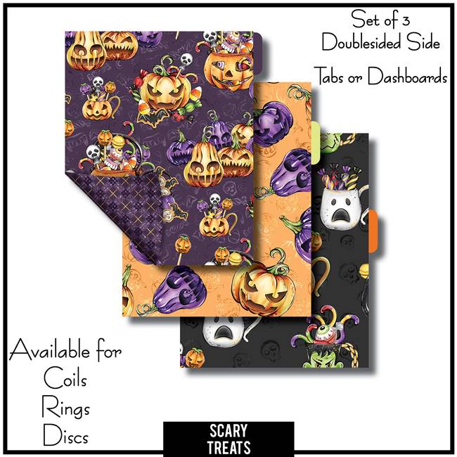 Scary Treats Tabs or Dashboards 3 Side Set A
