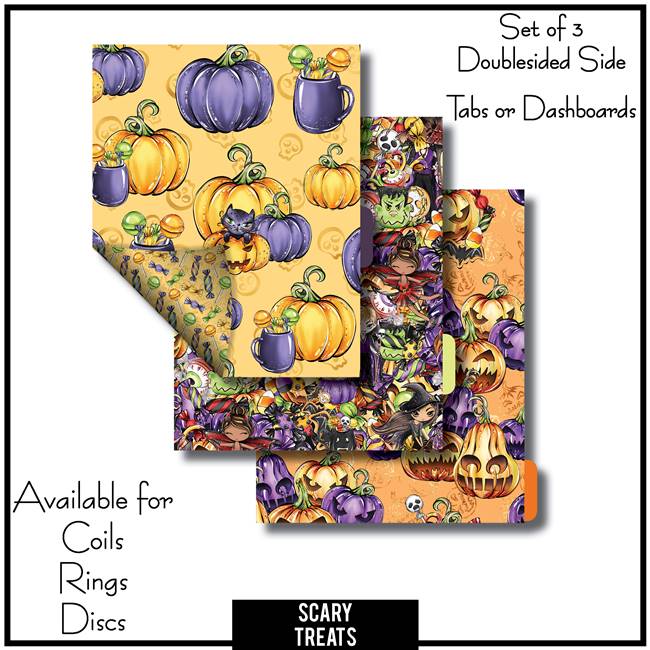 Scary Treats Tabs or Dashboards 3 Side Set B