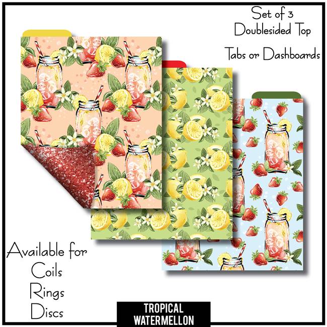 Strawberry Lemonade Tabs or Dashboards 3 Top Set B