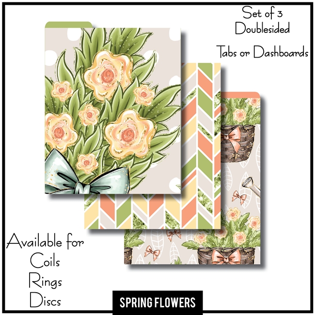 Spring Flowers Tabs or Dashboards 3 Top Set