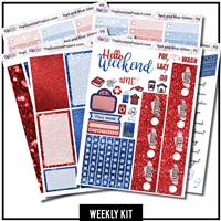 Red and Blue Glitter Happy Planner Weekly