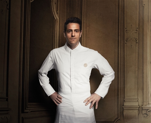 Alicante classic Chef jacket white Fabric weave: tone on tone fine stripes