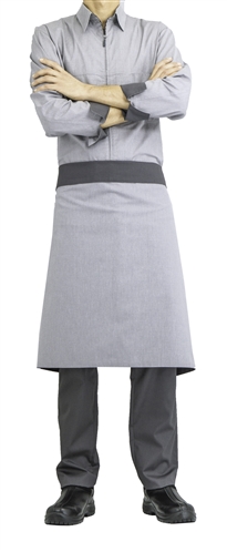 Twin two tone grey reversible waist apron with ties
