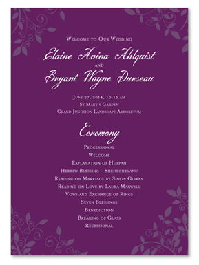 Green Vines Wedding Programs