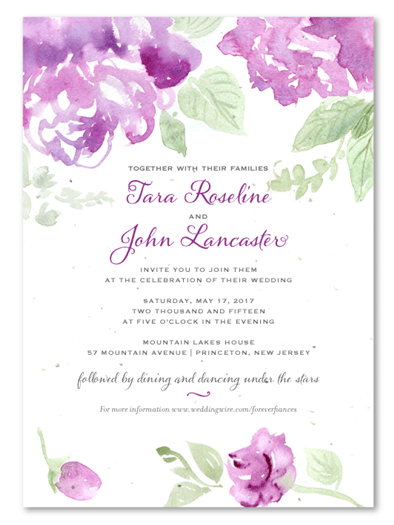 Purple Flower Wedding Invitations | Antique Blooms