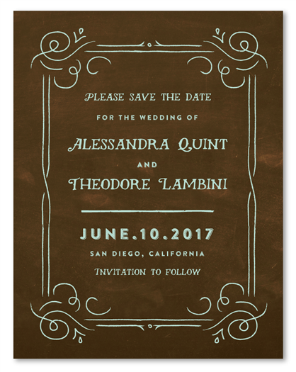 Chalk Save the Date cards | Antique Book (100% recycled paper)