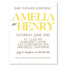 Baby Shower Invitations ~ Antique Lettering (seeded paper)