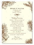 Aspen Wedding Programs Cream Seeded Paper with pines and cones
