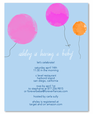 Baby Shower Invitations - Balloons (100% recycled)