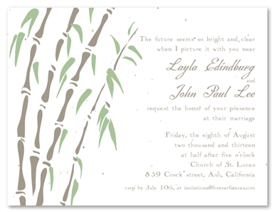 Seeded Paper Invitations ~ Peaceful Bamboo by ForeverFiances Weddings