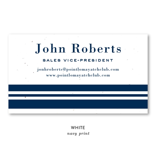 Seeded Paper Business Cards on plantable paper | Navy Stripes