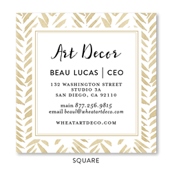 Chevron Business Cards Seeded Flower | Gold Wheat