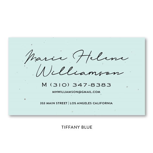 Seeded Paper Script Business Cards Tiffany Blue | Rosa Park