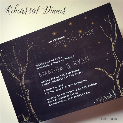 Chalk Rehearsal Dinner Invitations - Big Sur