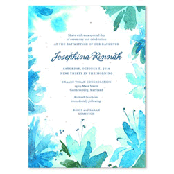 Unique Bat Mitzvah Invitations ~ Botanical Blooms (seeded)