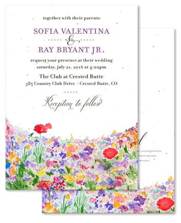 Wildflowers Wedding Invitations on white seeded paper - Bright & Happy