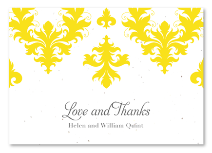 Damask Yellow Thank you notes