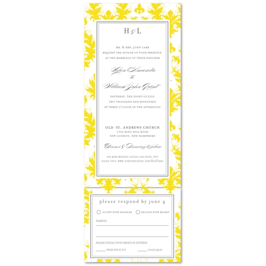 Damask Wedding Invitations | Bright Old Times (Send and sealed format)