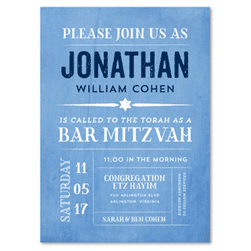 Fun Blue Bar Mitzvah Invitations | California Blue