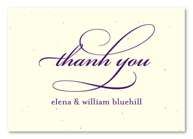 Unique Thank you cards ~ Calligraphy (Deep Purple, Cream)