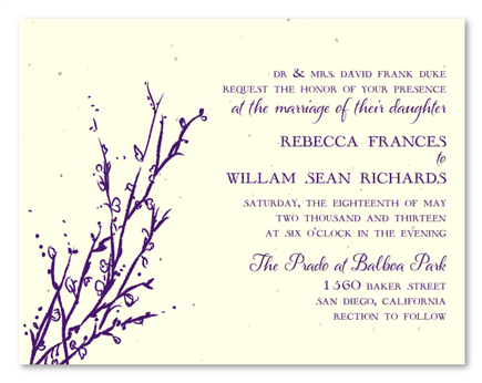 Affordable Wedding Invitations~ Cherry Tree Branches