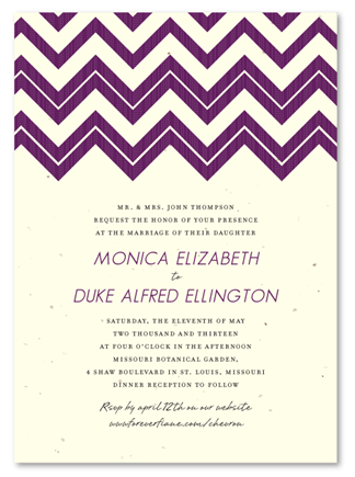 Gatsby Wedding Invitations - 1920's Chevron (seeded paper)