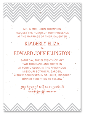 Modern Wedding Invitations - Chevron (seeded paper)