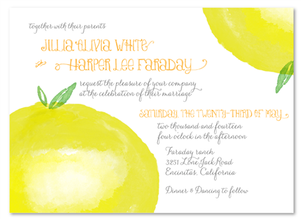 Lemon Yellow Wedding Invitations | Citrus Theme