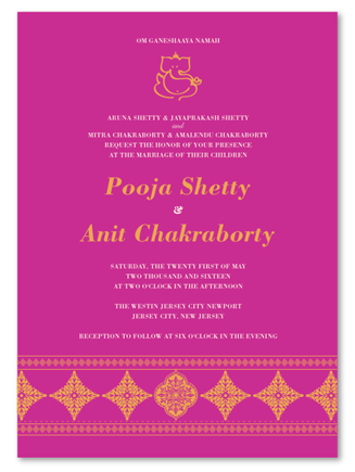 Indian Wedding Invitations with Ganeshaaya Diamonds