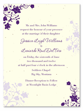 Plantable Wedding Invitations - Garden's Jewels (green paper) perfect for a garden wedding invite