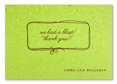 Seeded Paper Thank you cards | Cute Frame (Green Seeded Paper, Chocolate brown ink)