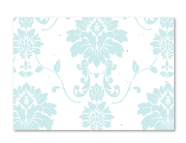 Damask Thank You Cards (plantable paper) on white seeded paper - Tiffany Blue and black print