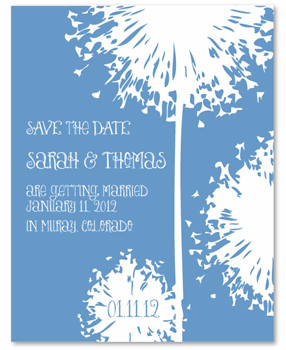 Winter Wedding Announcement Cards - Romantic Dandelion