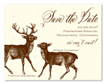 Hunting Lodge Save the Date cards on seeded paper - Deer in Love