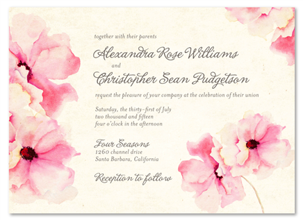 Watercolor Wedding Invitations - Delicate Roses