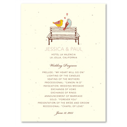 Unique Wedding Programs ~ Doves in Love (cream seeded paper, Turquoise)