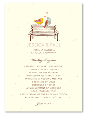 Unique Wedding Programs ~ Doves in Love (cream seeded paper, Turquoise)