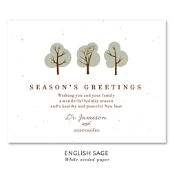 Doctor's Wishes Business Holiday Cards with green and blue trees