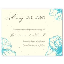 Floral Save the Date cards ~ Drawn Poppy (seeded paper)