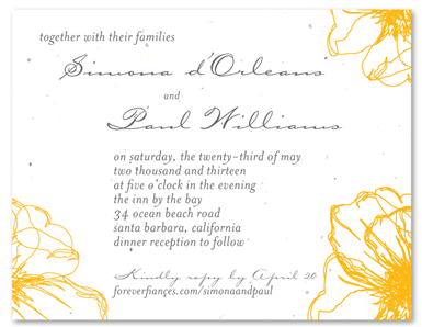 Floral Wedding Invitations ~ Drawn Poppy (seeded paper)